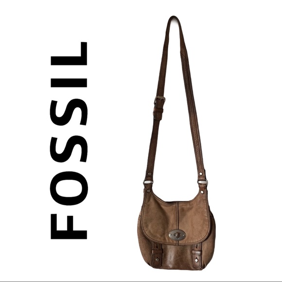 Fossil Handbags - FOSSIL Maddox brown leather Crossbody bag